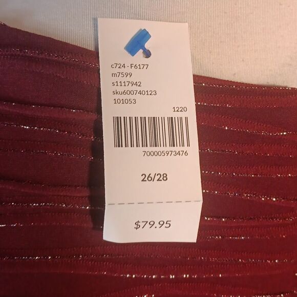 Lane Bryant Elegant Burgandy Silver Shimmer Sleeveless Dress - Picture 6 of 9